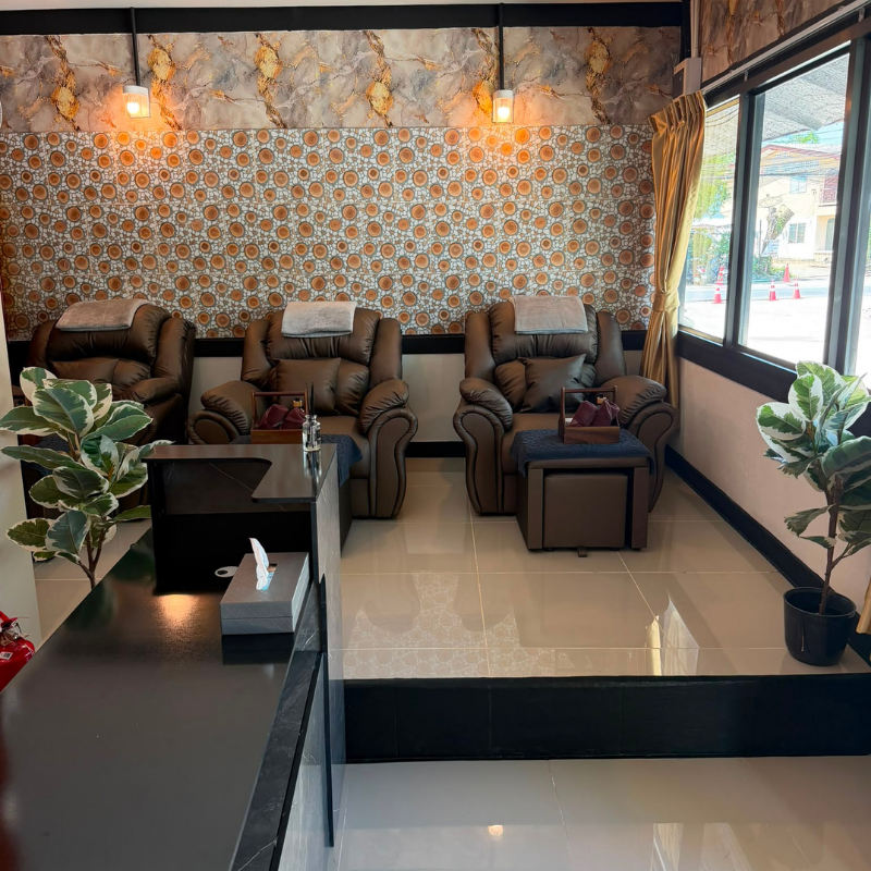 Spa reception and foot massage lounge